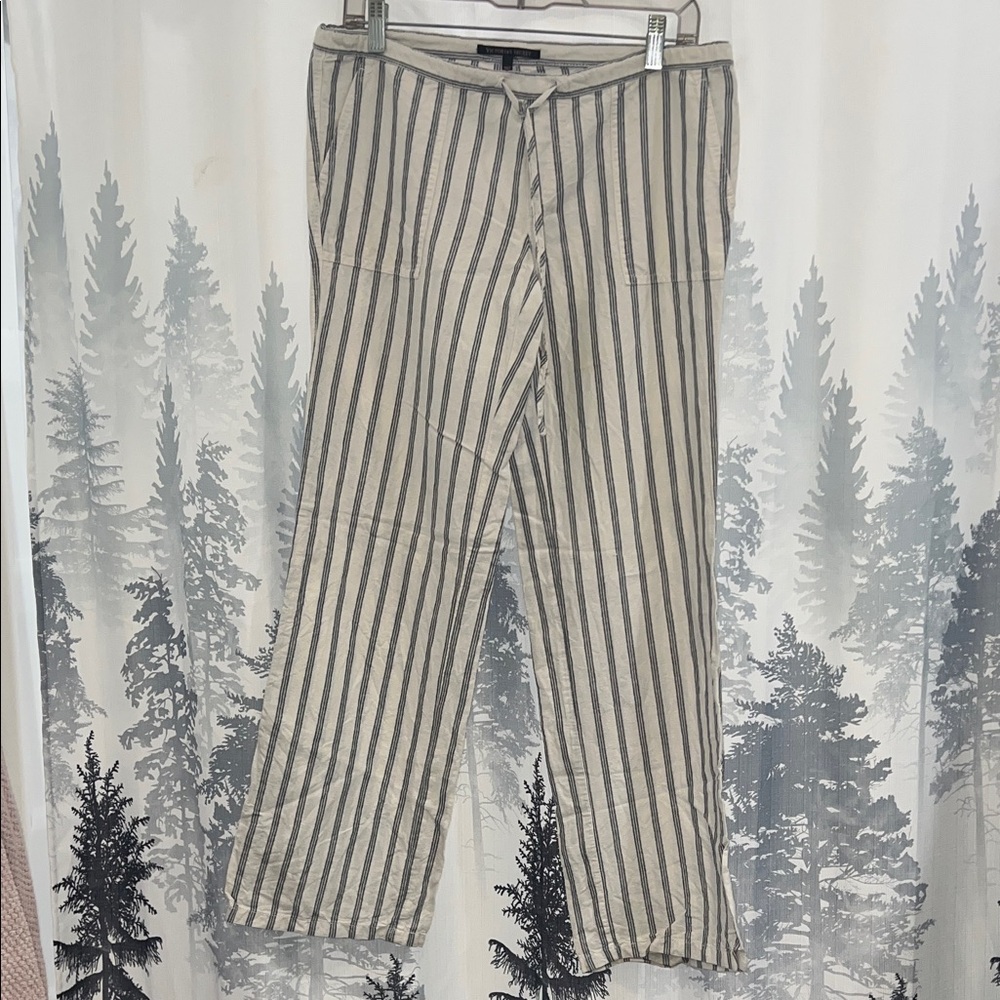 Victoria's Secret Men's Striped Khaki and Black Chinos